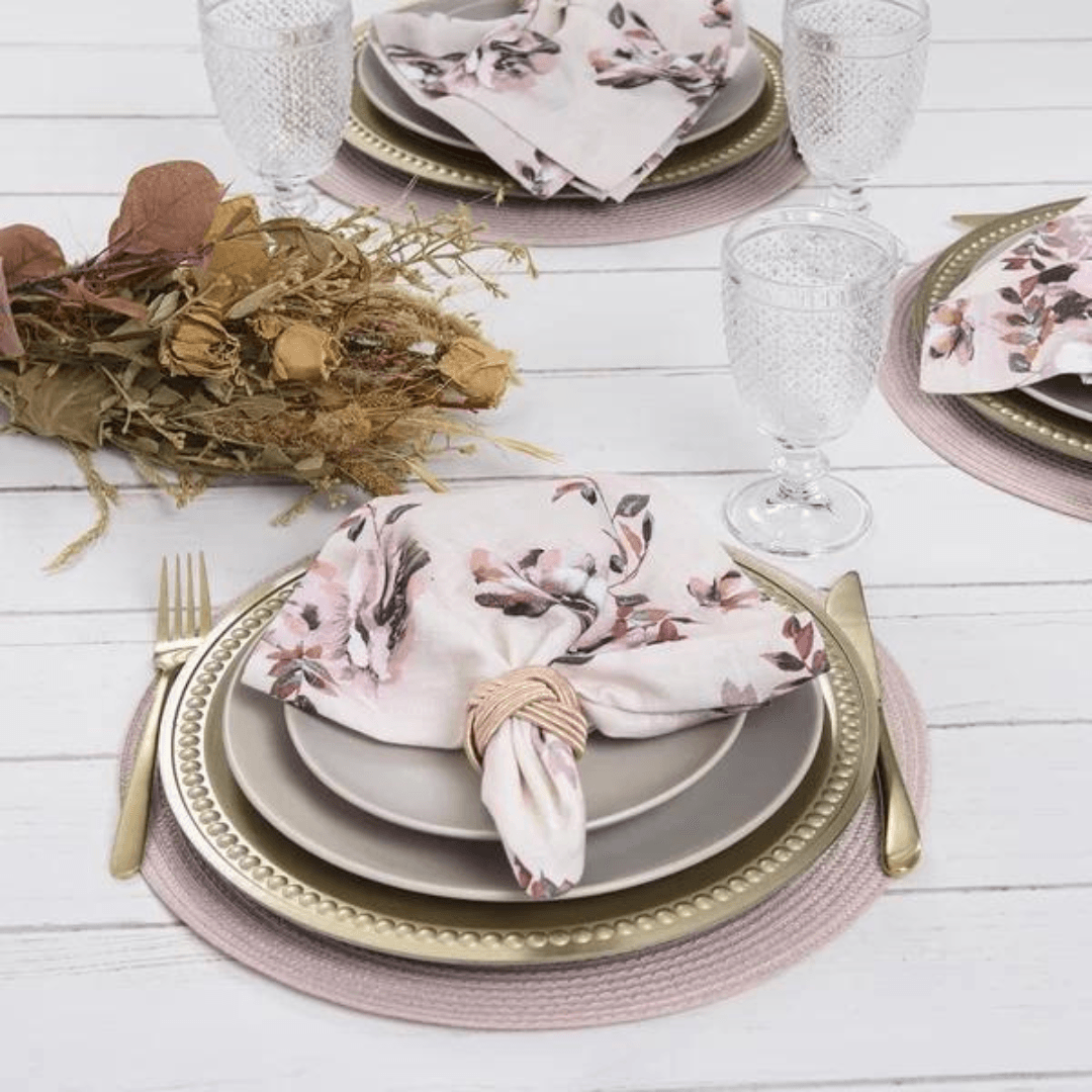 Sousplat Galles Dots Champagne 33cm - Ela Decora