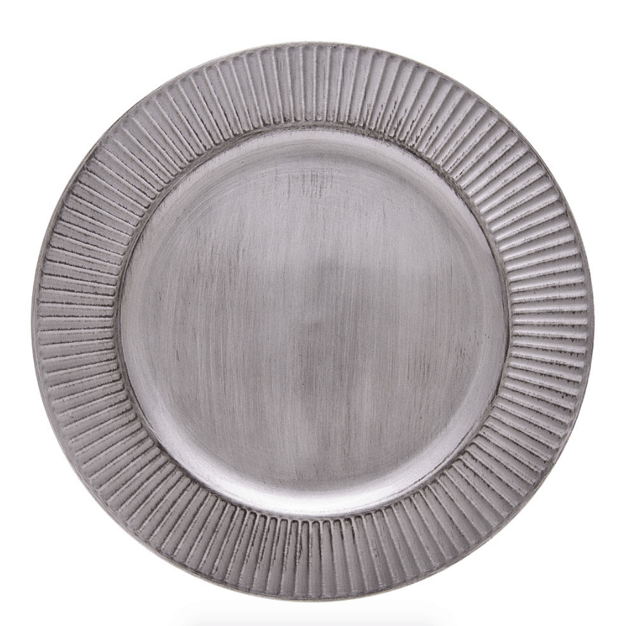 Sousplat Galles Radial Silver Antique Prata 33cm - Ela Decora