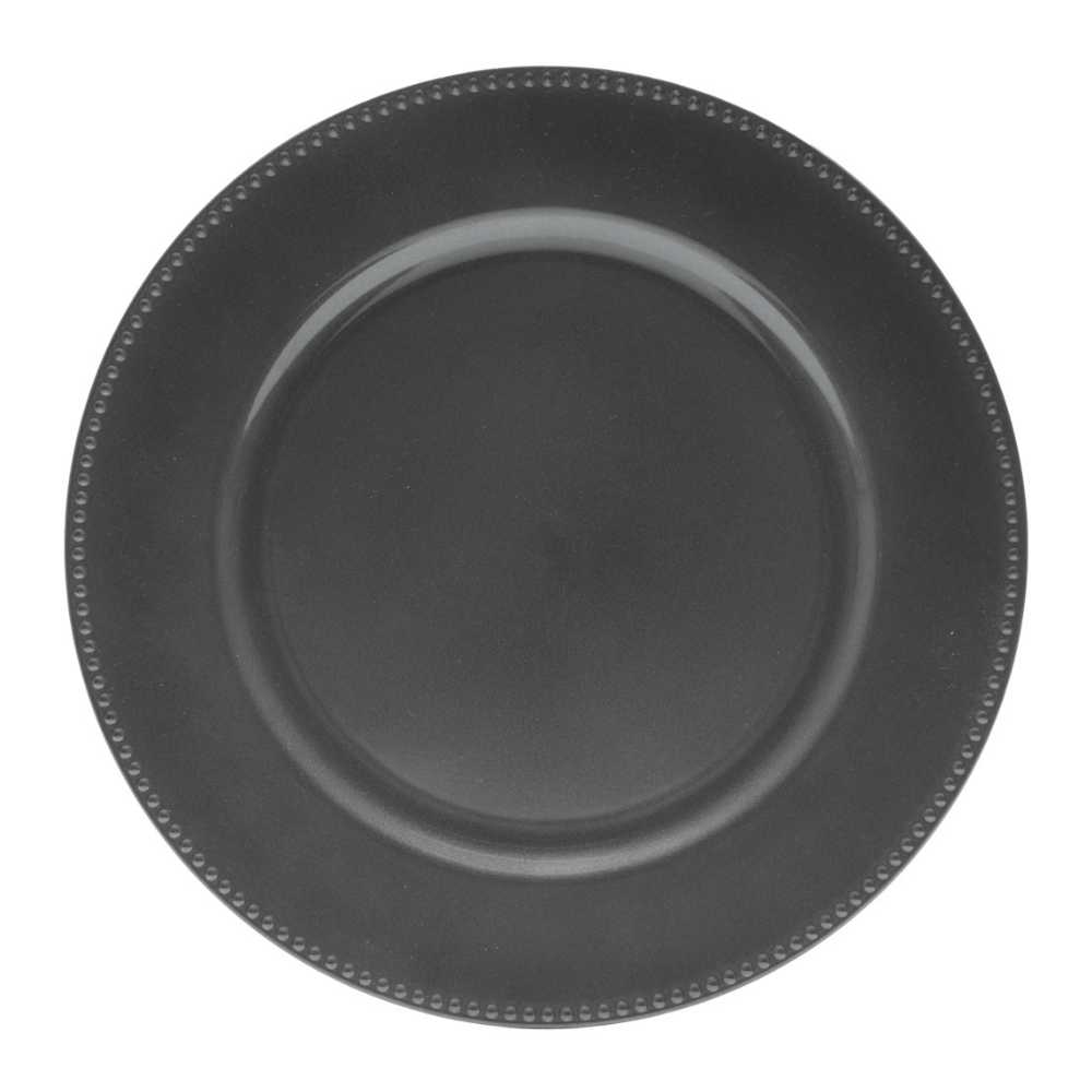 Sousplat Prato de Mesa Shine Cinza Redondo - 33cm - Ela Decora