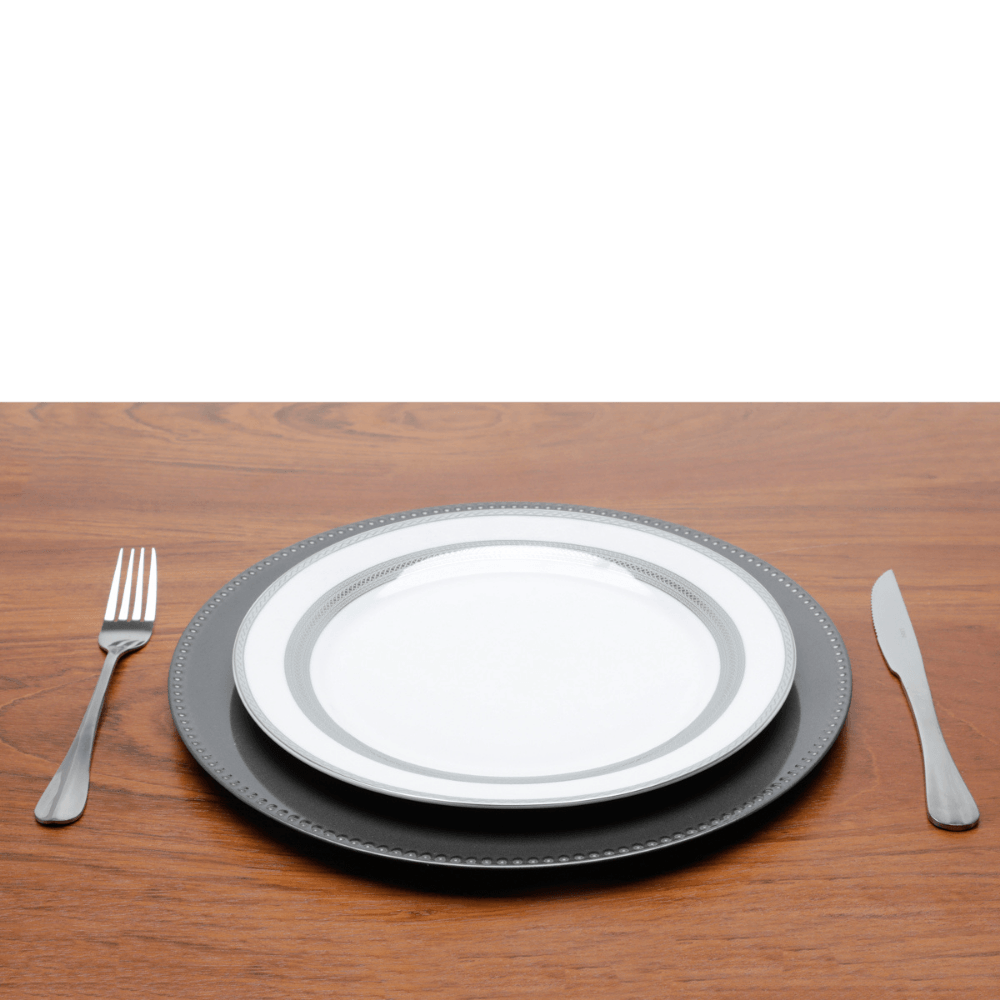Sousplat Prato de Mesa Shine Cinza Redondo - 33cm - Ela Decora