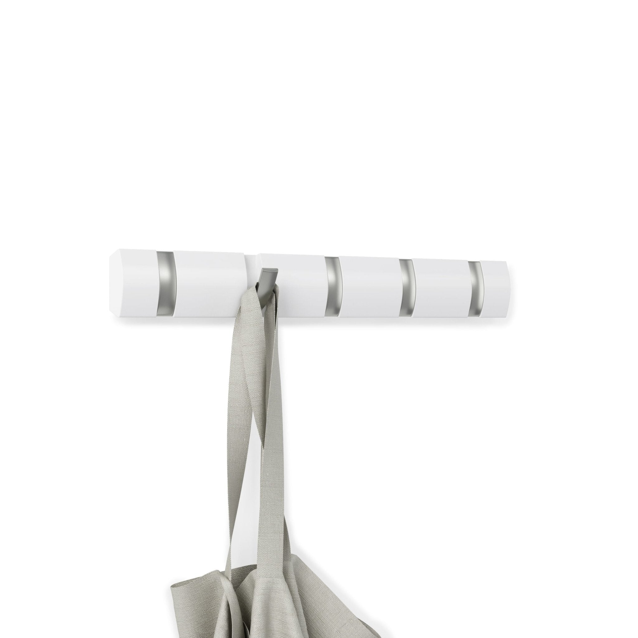 Suporte Cabideiro de Parede Flip 5 Ganchos Branco - Ela Decora