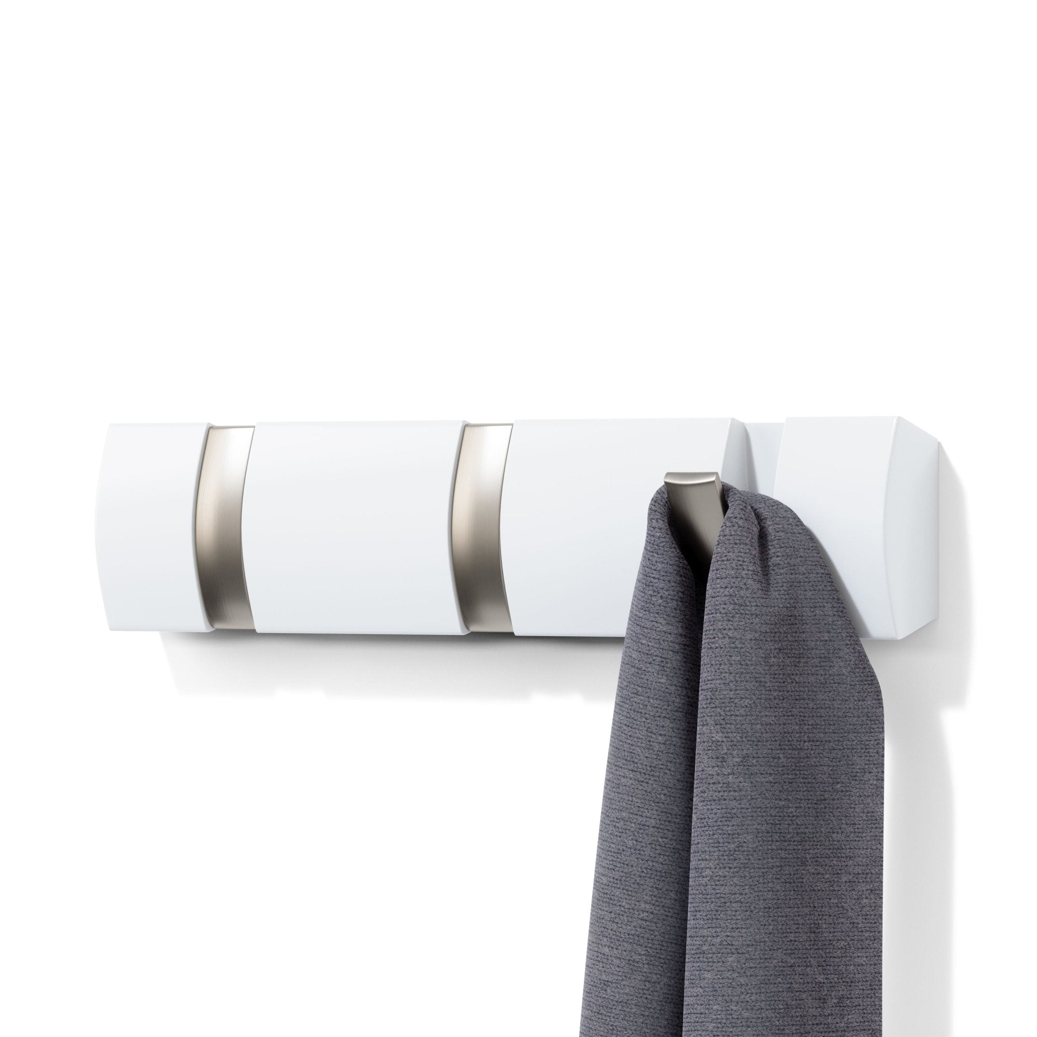 Suporte Cabideiro de Parede Flipe 3 Ganchos Branco - Ela Decora