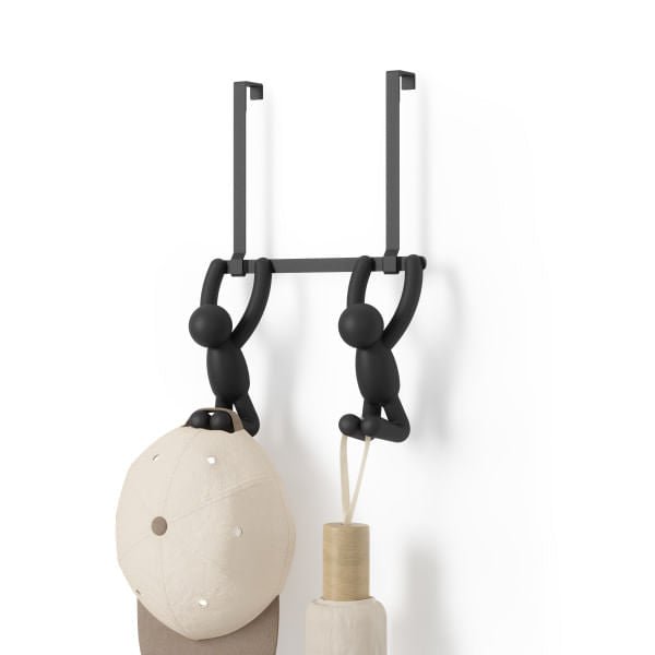 Suporte Cabideiro de Porta Buddy Preto - Ela Decora