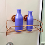 Suporte Cesto Multiuso Fixação por Ventosa Cobre Rose Gold - Ela Decora