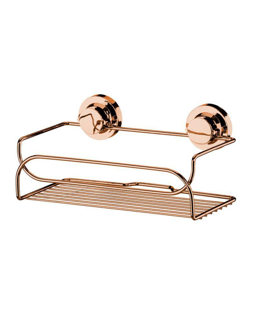 Suporte Cesto Multiuso Fixação por Ventosa Cobre Rose Gold - Ela Decora