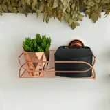 Suporte Cesto Multiuso Fixação por Ventosa Cobre Rose Gold - Ela Decora