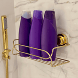Suporte Cesto Multiuso Fixação por Ventosa Dourado - Ela Decora