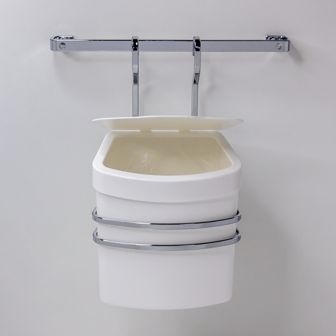 Suporte com Lixeira 2,5 Litros Branca e Cromado Para Barra - Ela Decora