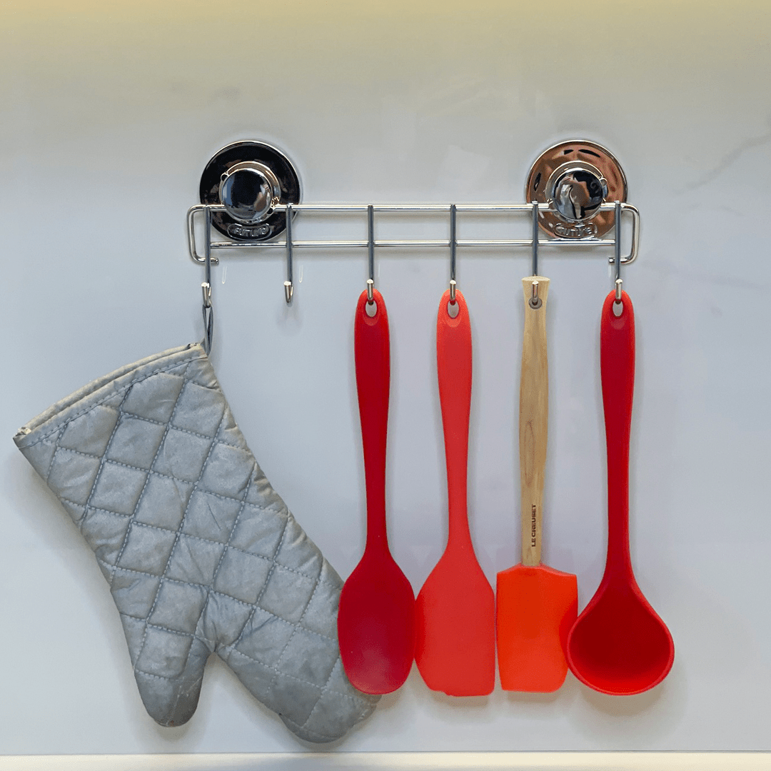 Suporte Multiuso 6 Ganchos com Fixação Por Ventosas Cromado - Ela Decora