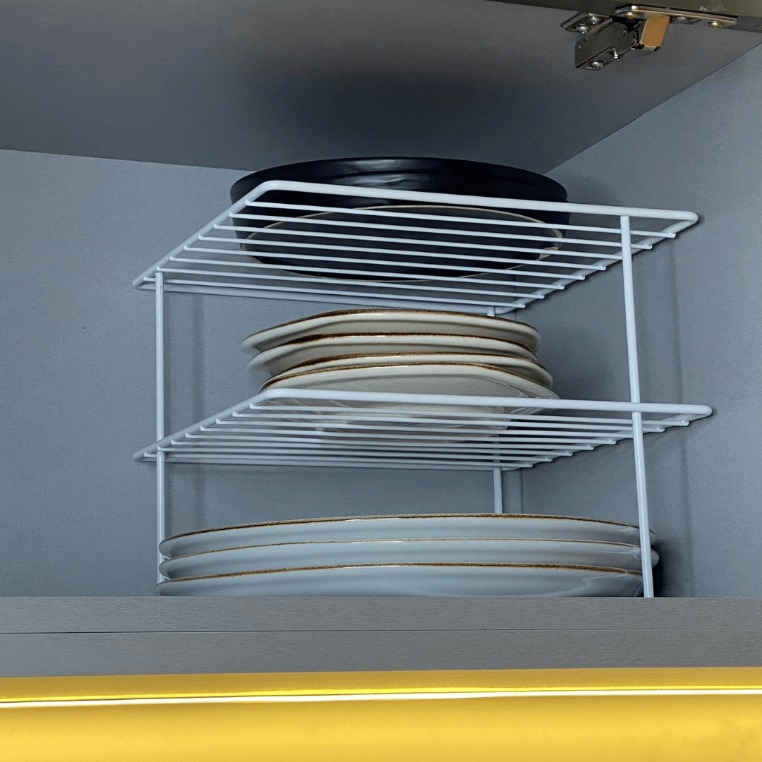Suporte Organizador de Pratos 3 Níveis 26cm Branco Alta Resistência - Ela Decora