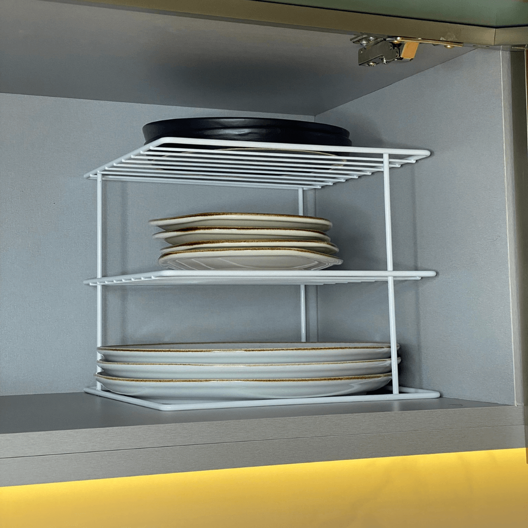 Suporte Organizador de Pratos 3 Níveis 26cm Branco Alta Resistência - Ela Decora