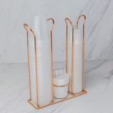 Suporte Organizador Porta Copos 200ml e 50/80ml Porta Mexedores Rose Gold - Ela Decora