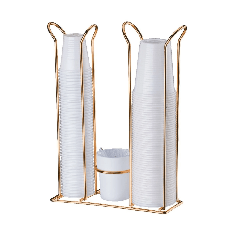 Suporte Organizador Porta Copos 200ml e 50/80ml Porta Mexedores Rose Gold - Ela Decora