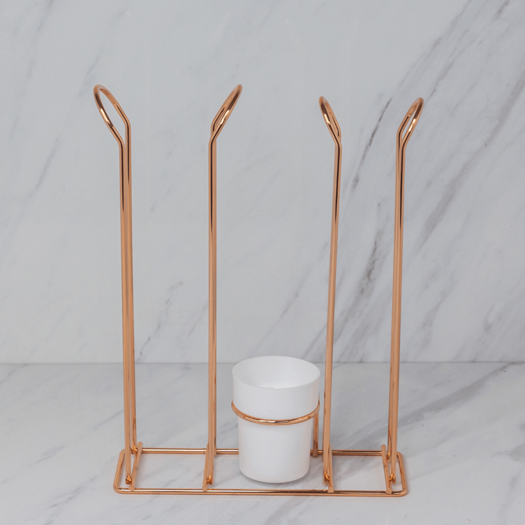 Suporte Organizador Porta Copos 200ml e 50/80ml Porta Mexedores Rose Gold - Ela Decora