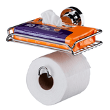 Suporte Papel Higiênico Porta Objetos Ventosa Cromado - Ela Decora