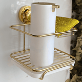 Suporte Para Detergente e Esponja com Fixação por Ventosa Dourado - Ela Decora