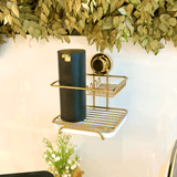 Suporte Para Detergente e Esponja com Fixação por Ventosa Dourado - Ela Decora