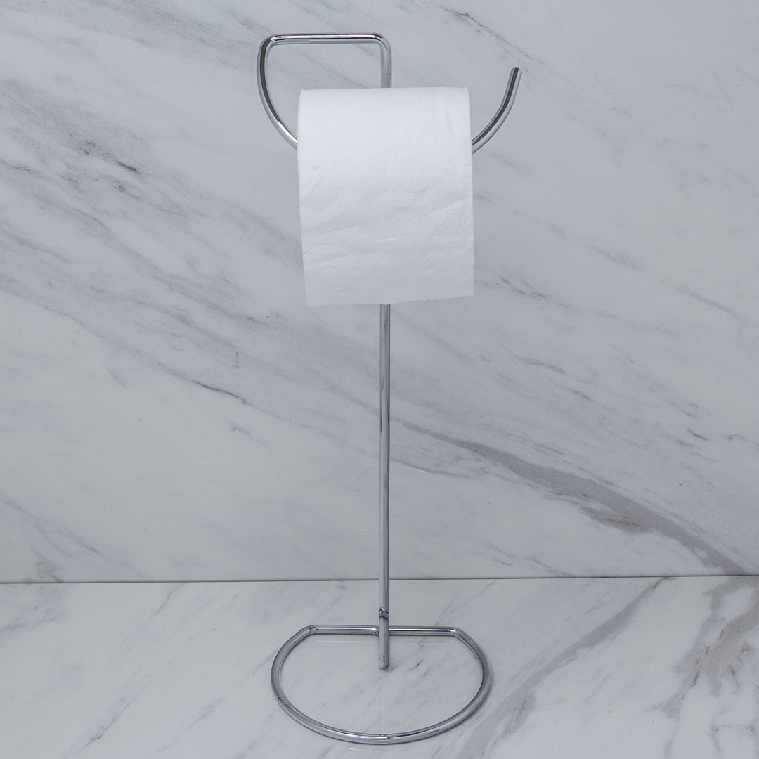 Suporte para Papel Higiênico de Chão Cromado - Ela Decora