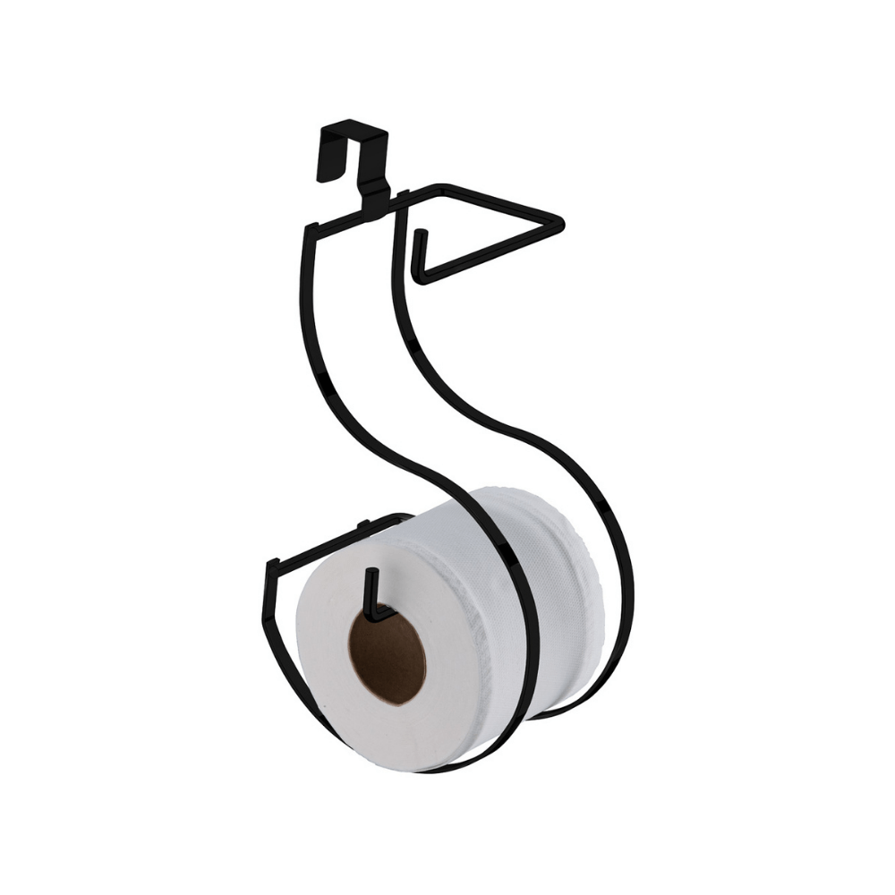 Suporte para Papel Higiênico Duplo Caixa Acoplada Preto Fosco - Ela Decora