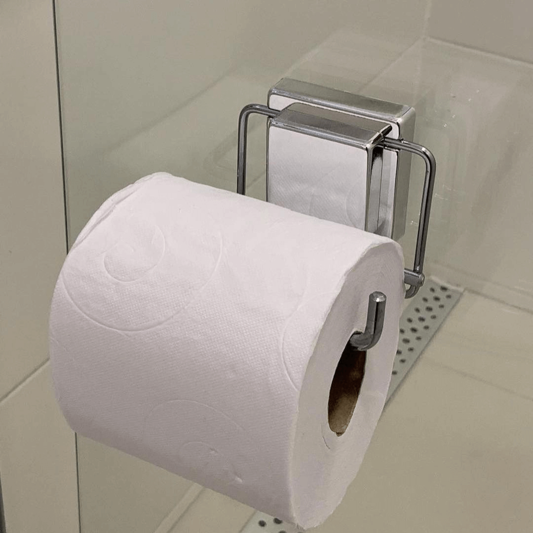 Suporte Para Rolo Papel Higiênico Com Ventosa Fixa Cromado - Ela Decora