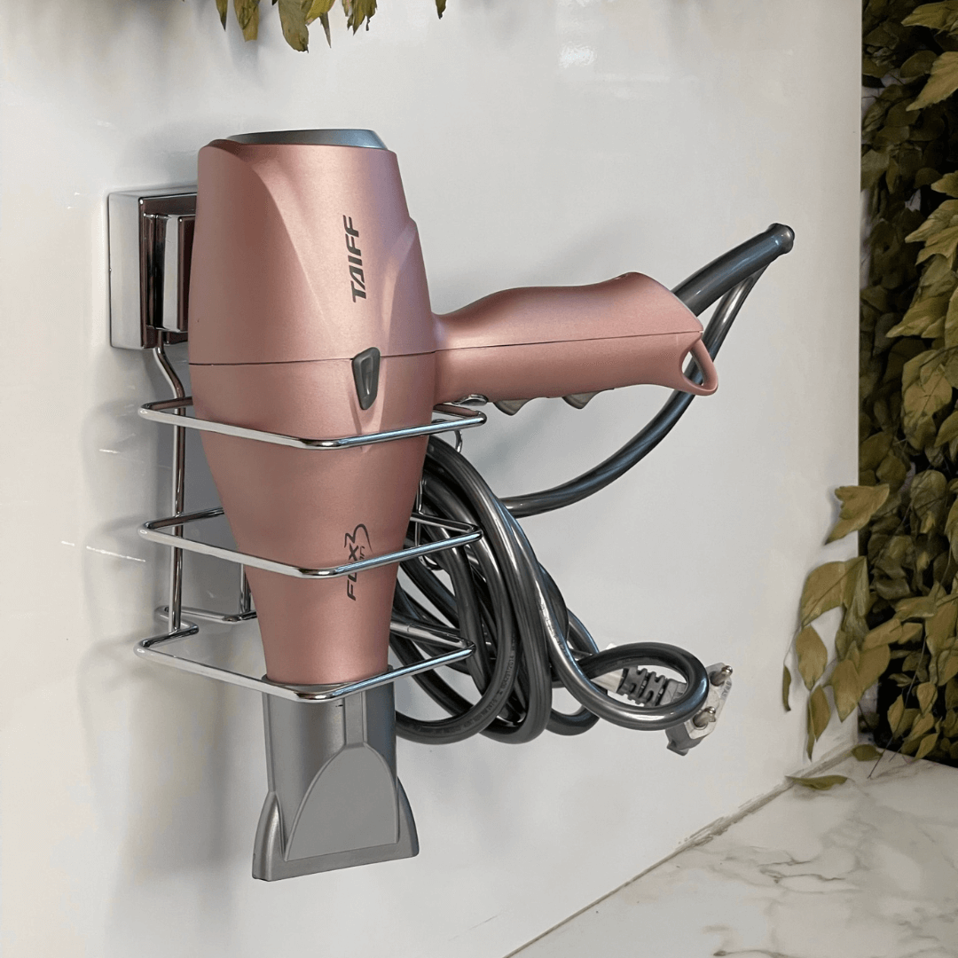 Suporte para Secador de Cabelo Fixação Ventosa Cromado - Ela Decora