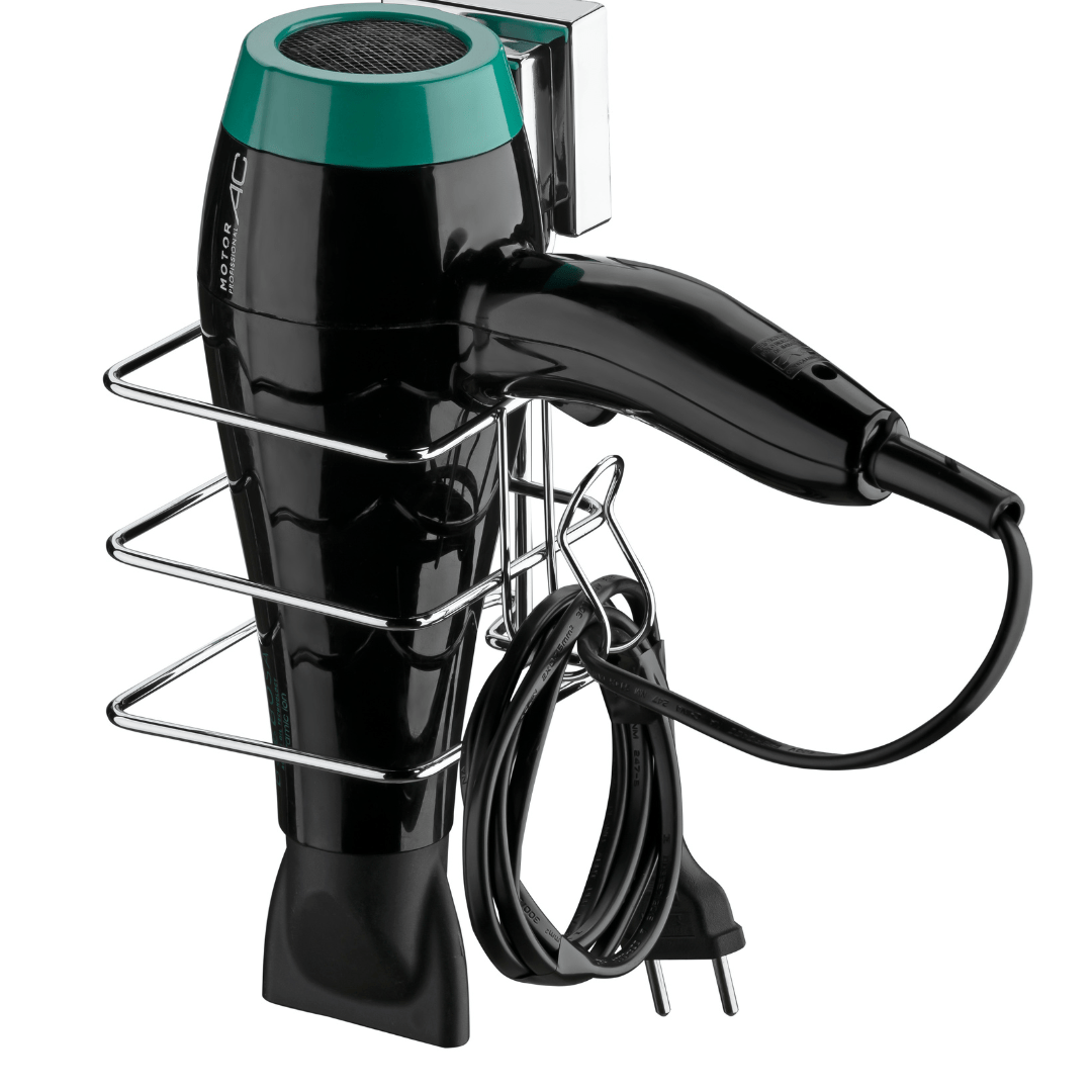 Suporte para Secador de Cabelo Fixação Ventosa Cromado - Ela Decora