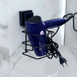 Suporte para Secador de Cabelo Fixação Ventosa Preto - Ela Decora