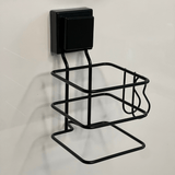 Suporte para Secador de Cabelo Fixação Ventosa Preto - Ela Decora