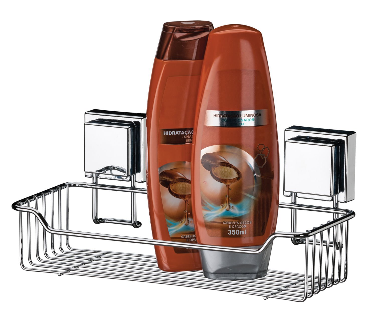 Suporte para Shampoo Aço Inox com Fixação por Ventosas - Ela Decora