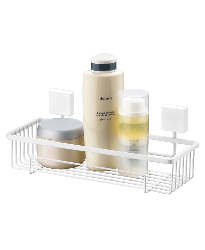Suporte para Shampoo com Fixação Parafuso 28cm x 11 cm x 11cm Branco - Ela Decora