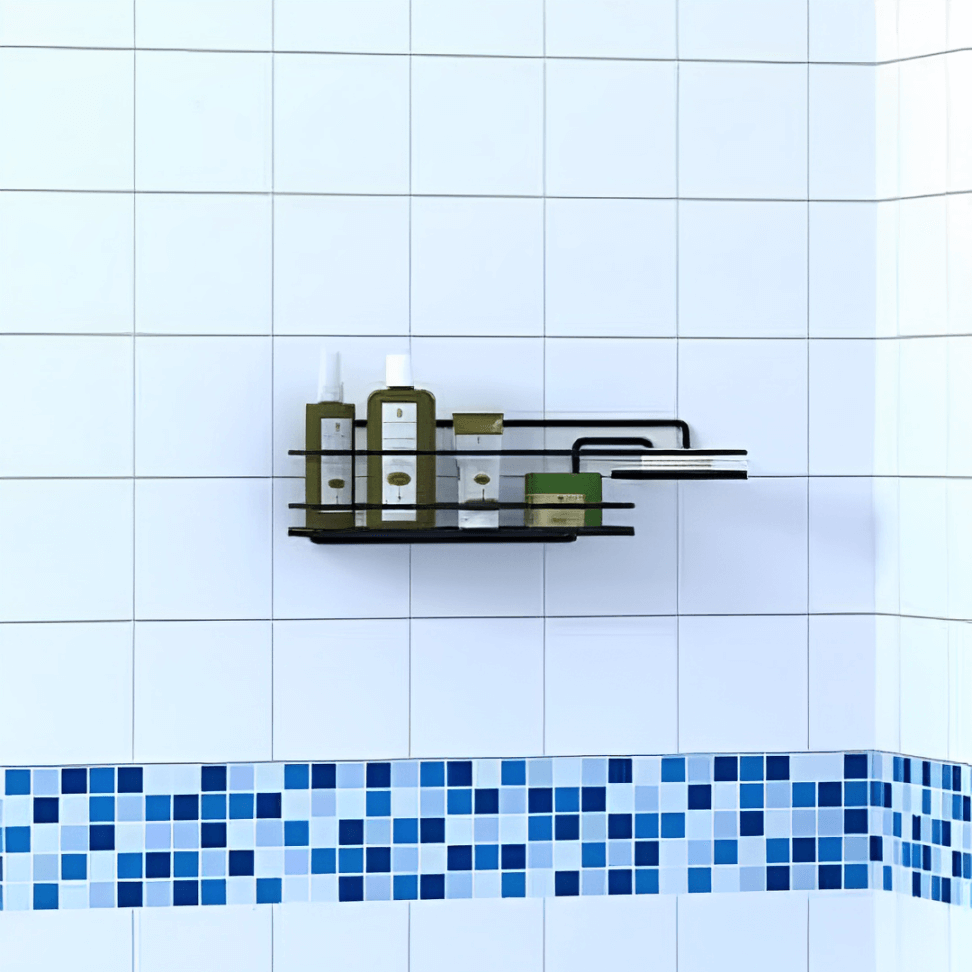 Suporte para Shampoo Com Saboneteira Fixação Parafuso Boa Dica Preto - Ela Decora