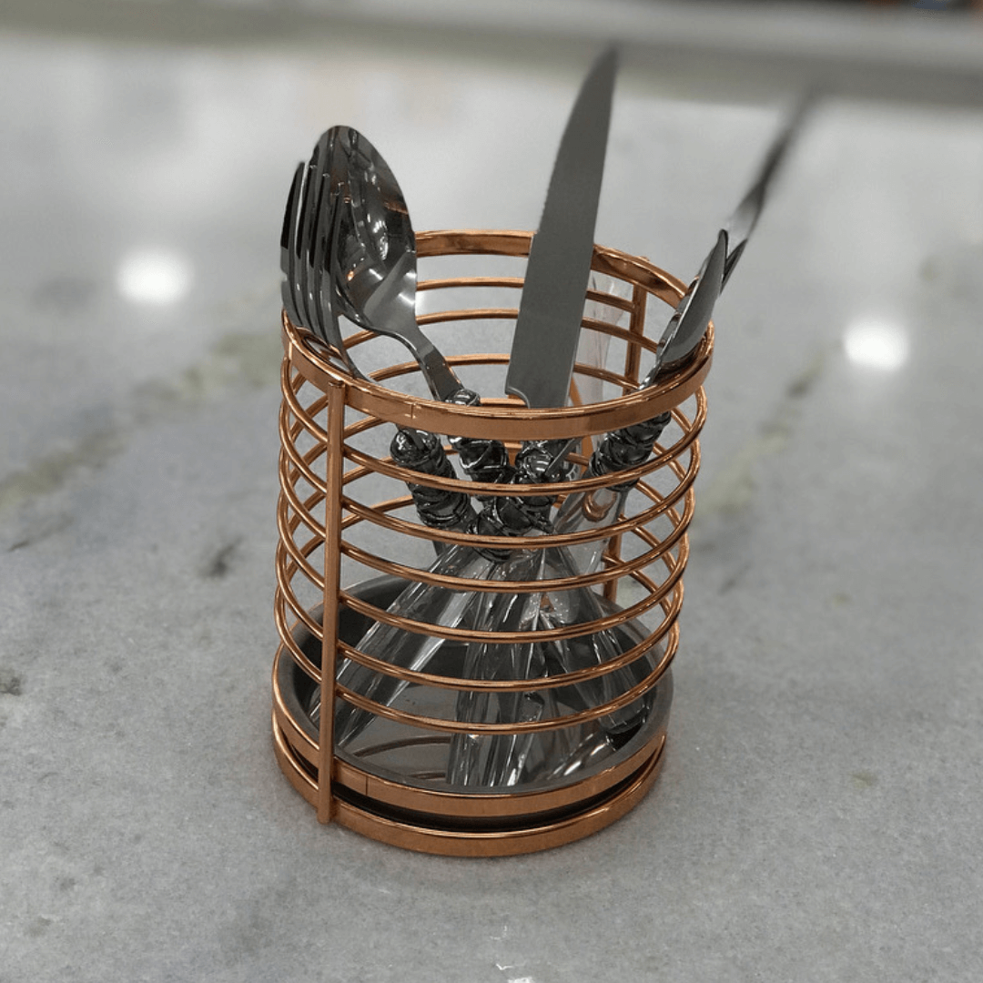 Suporte para Utensílios e Talheres Rose Gold Luxo - Ela Decora