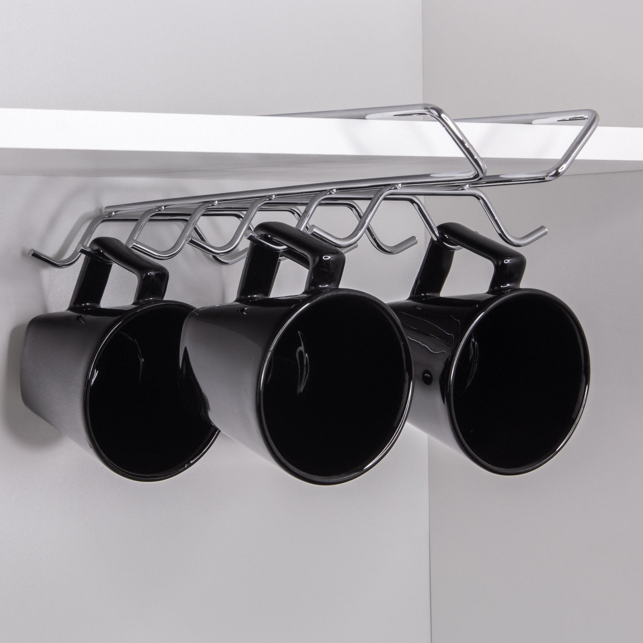 Suporte para Xícaras de Encaixar no Armário Cromado - Ela Decora