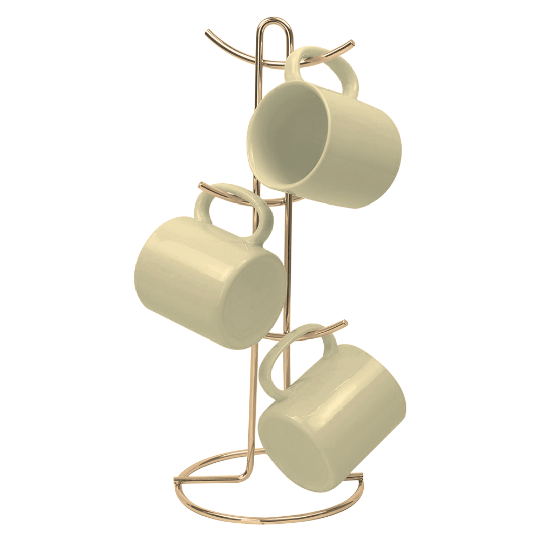 Suporte para Xícaras e Canecas em Aço Dourado 15,2cm - Ela Decora