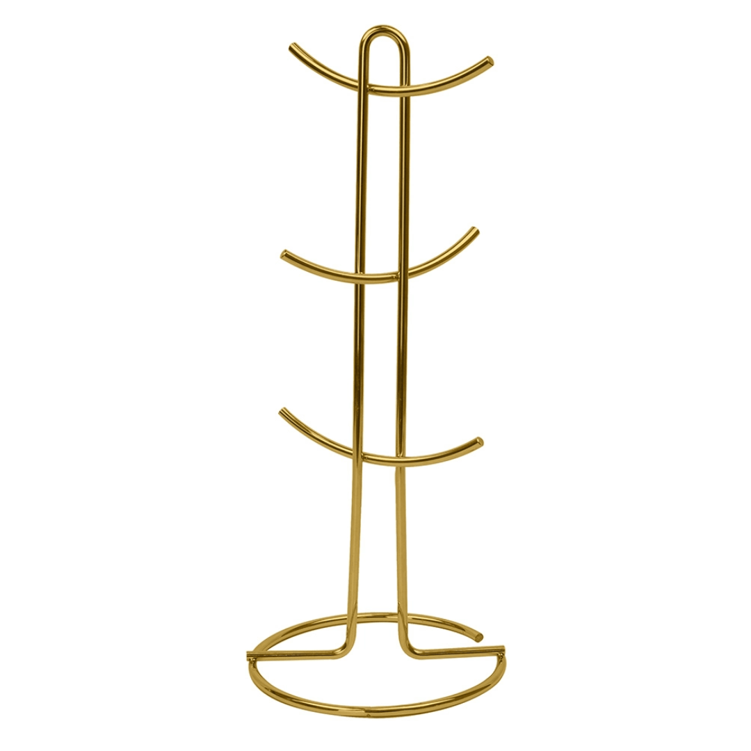 Suporte para Xícaras e Canecas em Aço Dourado 15,2cm - Ela Decora
