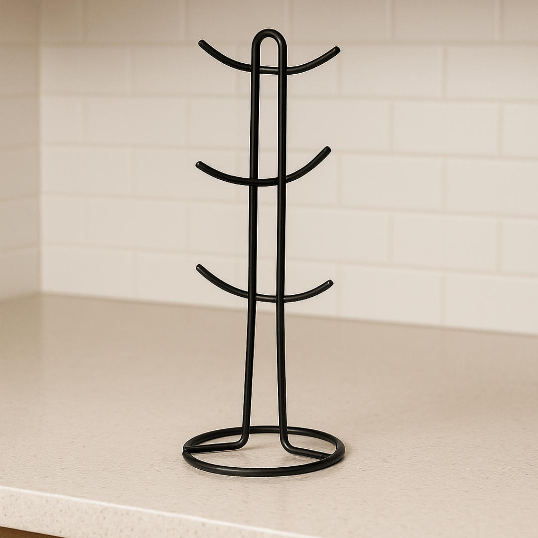 Suporte para Xícaras e Canecas em Aço Preto 15,2cm - Ela Decora