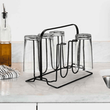 Suporte Porta 6 Copos Preto Linha Black - Ela Decora