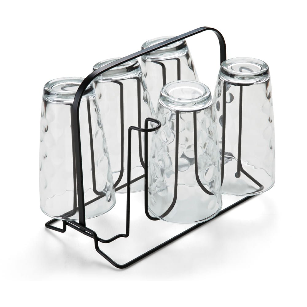 Suporte Porta 6 Copos Preto Linha Black - Ela Decora