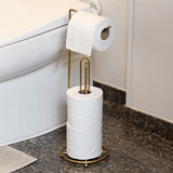 Suporte Porta Papel Higienico de Chão Triplo Dourado Fosco - Ela Decora