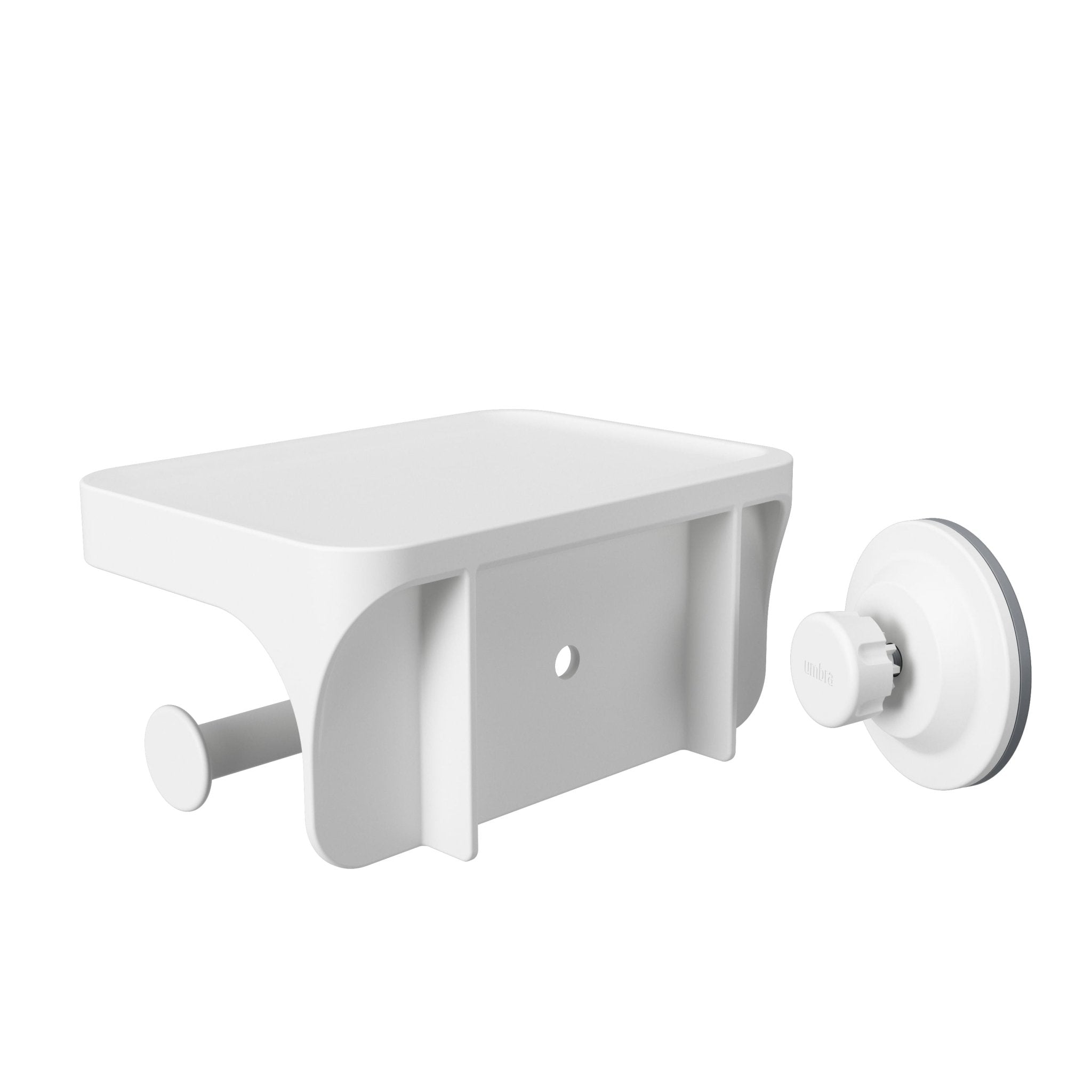 Suporte Porta Papel Higiênico e Prateleira com Ventosa Branco - Ela Decora
