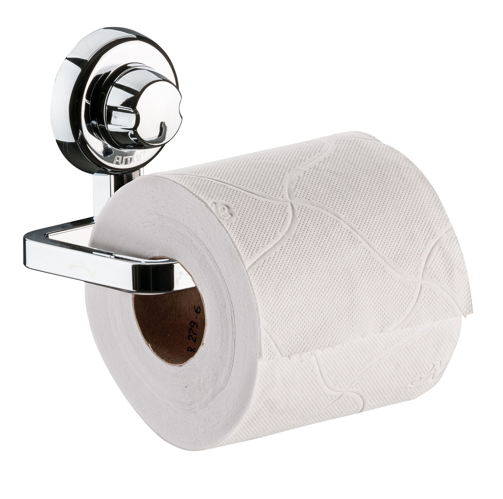 Suporte Porta Papel Higiênico Plástico com Ventosa 13cm Cromada Alta Fixação - Ela Decora