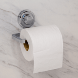 Suporte Porta Papel Higiênico Plástico com Ventosa 13cm Cromada Alta Fixação - Ela Decora