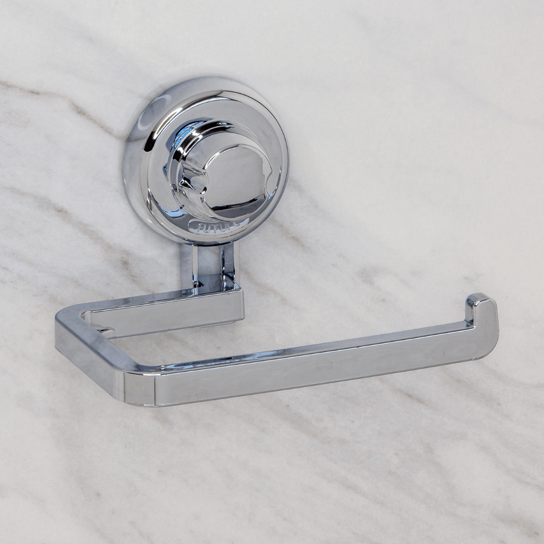 Suporte Porta Papel Higiênico Plástico com Ventosa 13cm Cromada Alta Fixação - Ela Decora