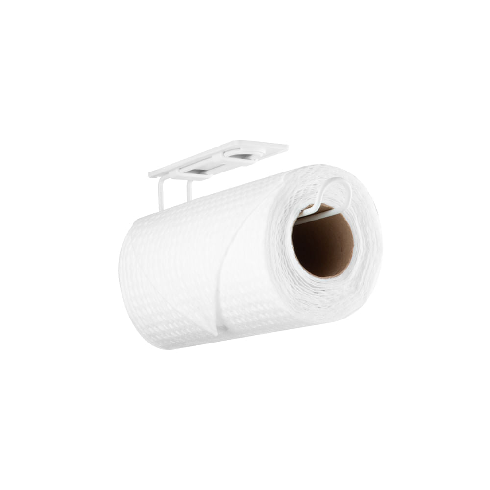Suporte Porta Rolo de Papel Toalha fixação 3M Branco - Ela Decora