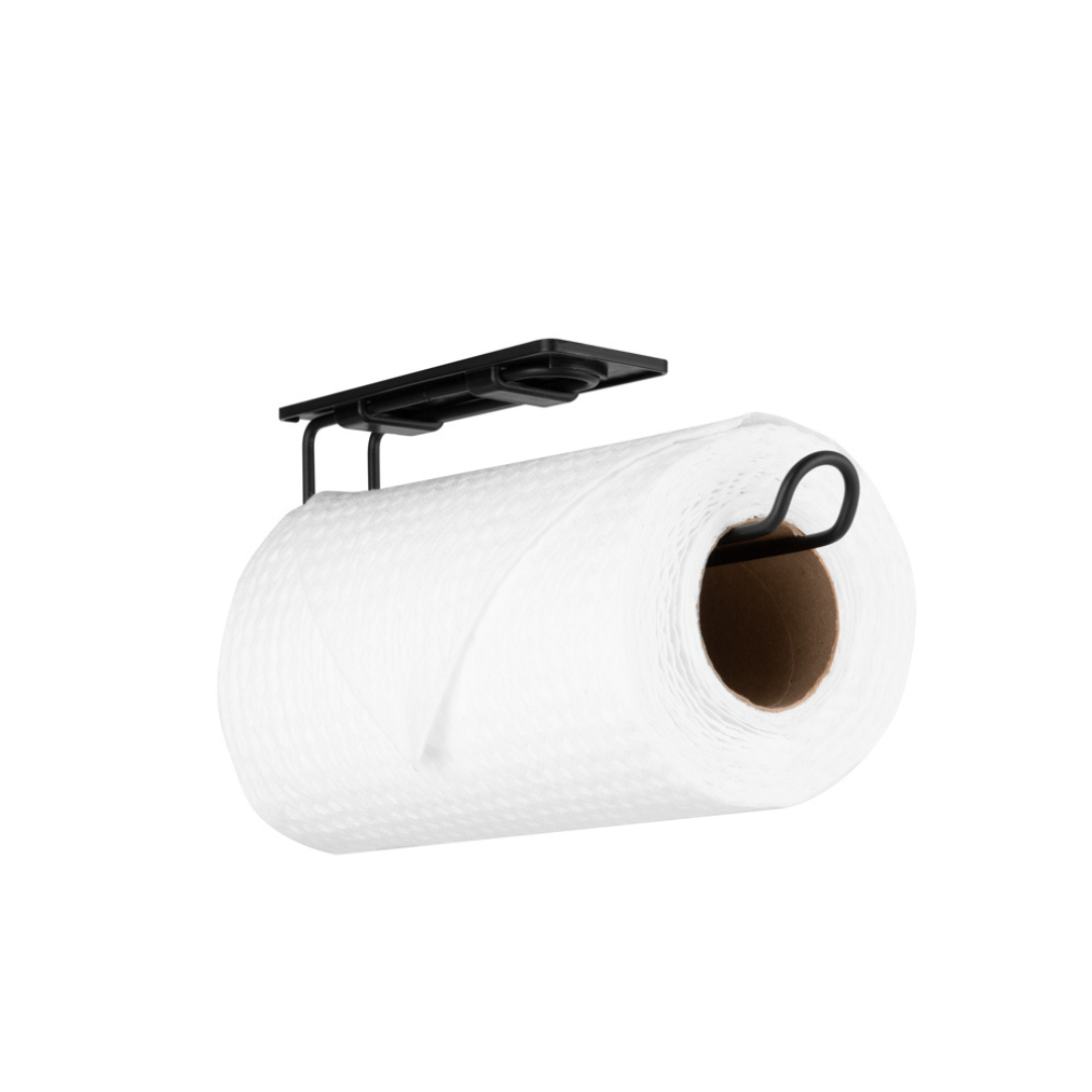Suporte Porta Rolo de Papel Toalha Fixação 3M Preto - Ela Decora