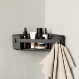 Suporte Porta Shampoo Cantoneira com Ventosa Preto - Ela Decora