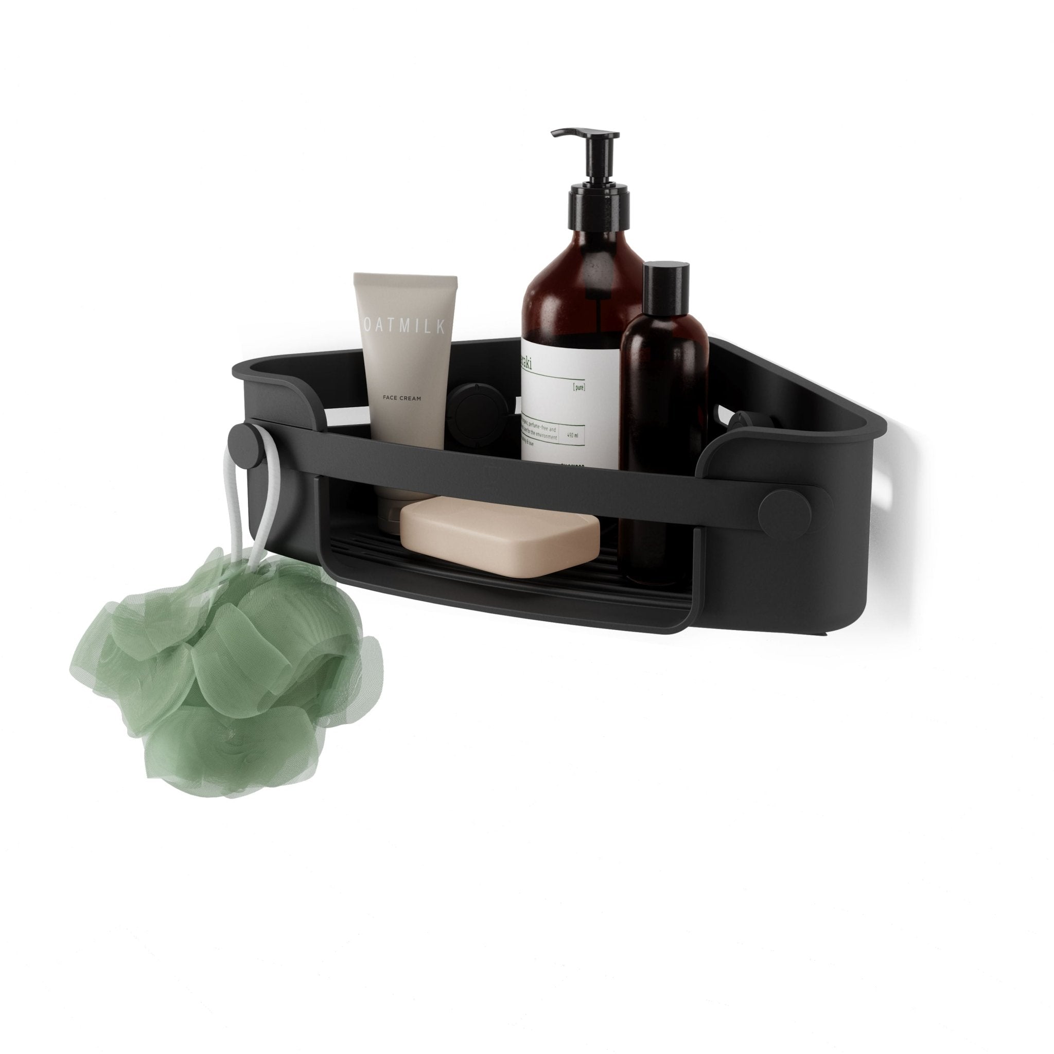 Suporte Porta Shampoo Cantoneira com Ventosa Preto - Ela Decora