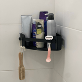 Suporte Porta Shampoo Cantoneira com Ventosa Preto - Ela Decora