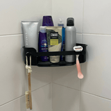 Suporte Porta Shampoo Cantoneira com Ventosa Preto - Ela Decora