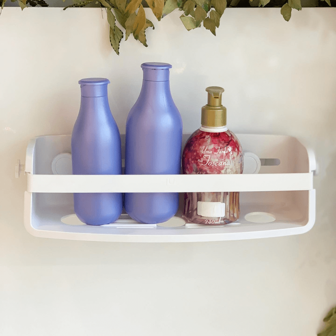 Suporte Porta Shampoo com Ventosa Branco - Ela Decora